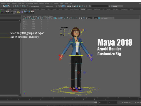 Anna Cartoon Girl Rig Modello 3D