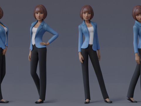 Anna and Andy Cartoon Rig Modèle 3D