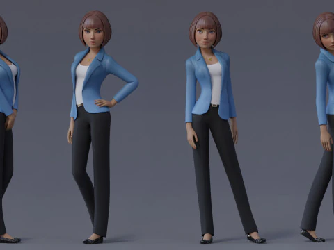 Anna and Andy Cartoon Rig 3D Model