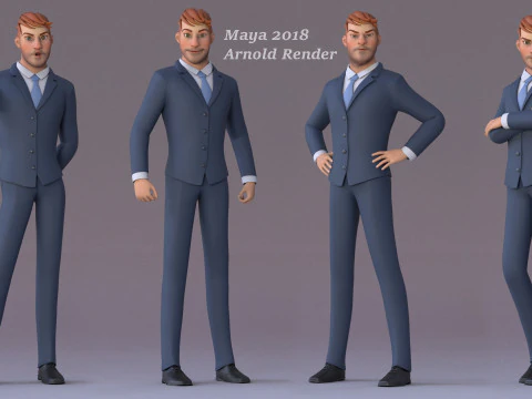 Anna and Andy Cartoon Rig 3D Model