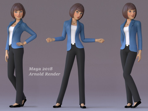 Anna and Andy Cartoon Rig Modèle 3D