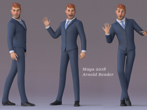 Anna and Andy Cartoon Rig Modèle 3D