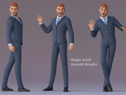 Anna and Andy Cartoon Rig 3D Model