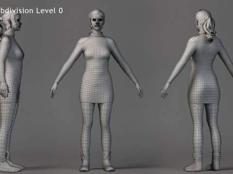 Base with outfit Rig 3D Model