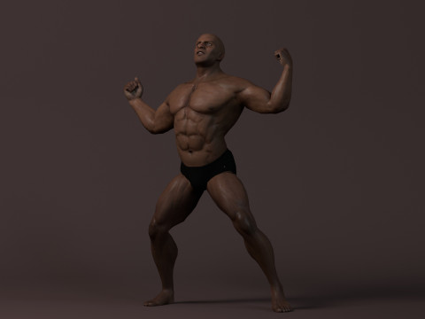 Male Base Muscle Rig 3D Model