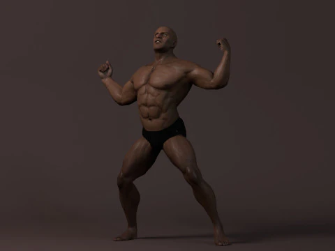 Male Base Muscle Rig 3D Model
