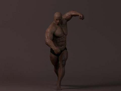 Male Base Muscle Rig 3D Model