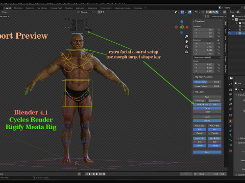 Male Base Muscle Rig 3D Model
