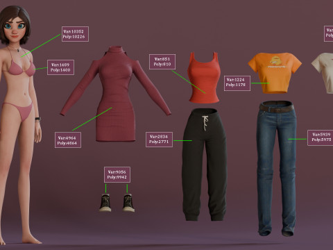 Hana Cartoon Girl Rig 3D Модель