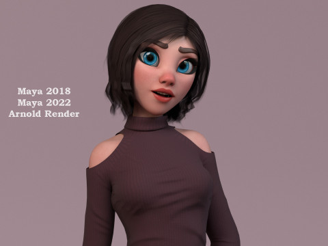 Hana Cartoon Girl Rig 3D Модель
