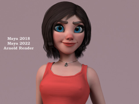 Hana Cartoon Girl Rig 3D Модель