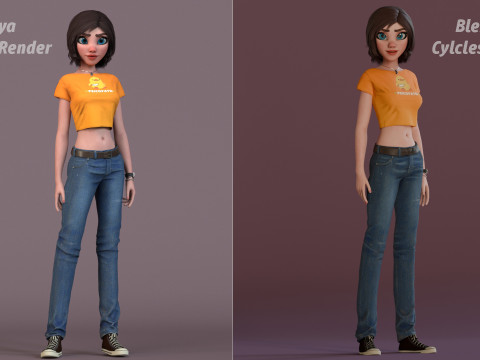Hana Cartoon Girl Rig 3D Модель