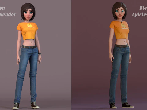 Hana Cartoon Girl Rig 3D Model