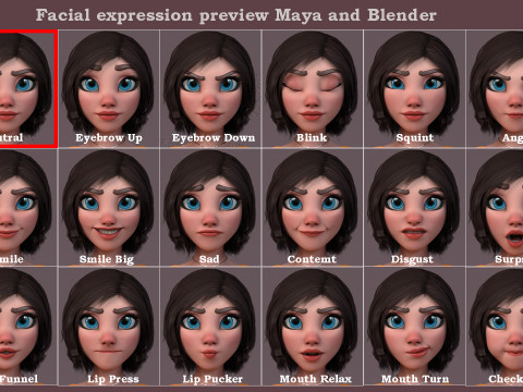 Hana Cartoon Girl Rig 3D Модель