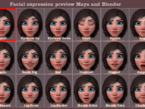 Hana Cartoon Girl Rig 3D Model