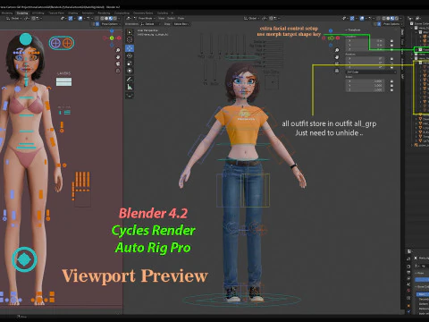 Hana Cartoon Girl Rig 3D Model