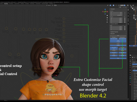 Hana Cartoon Girl Rig 3D Модель