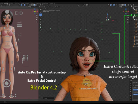 Hana Cartoon Girl Rig 3D Model