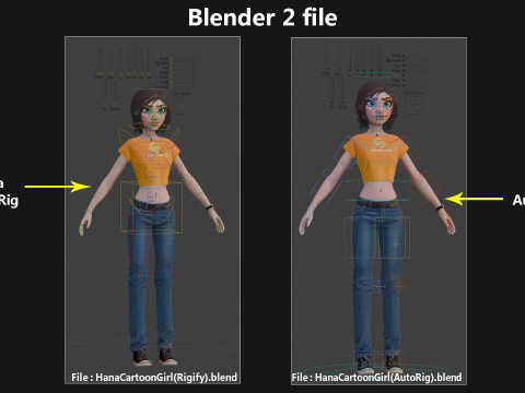 Hana Cartoon Girl Rig 3D Модель