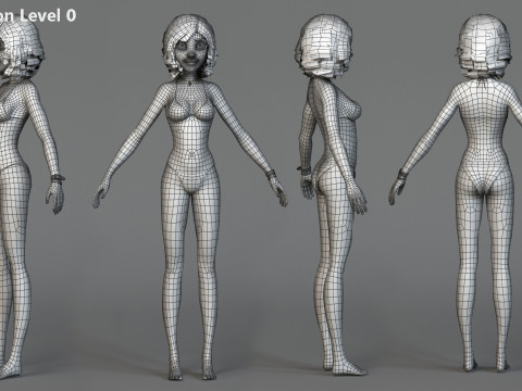 Hana Cartoon Girl Rig 3D Модель