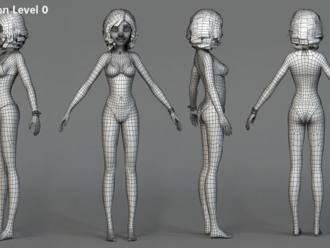 Hana Cartoon Girl Rig 3D Model