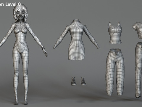 Hana Cartoon Girl Rig 3D Модель