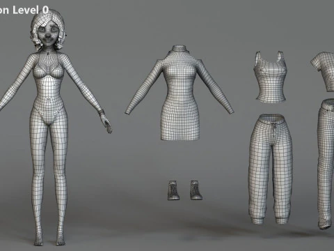 Hana Cartoon Girl Rig 3D Model