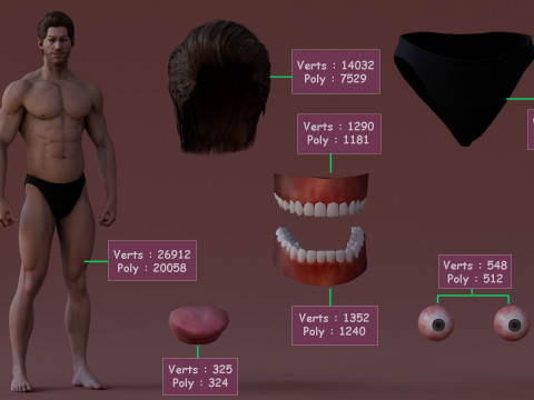 男性基础钻机 3D 模型