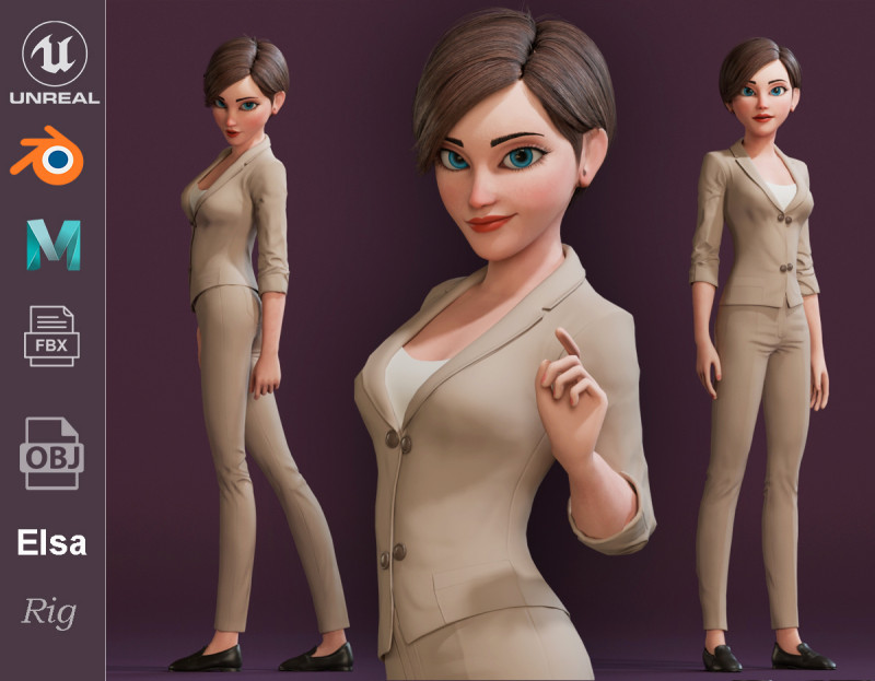 Elsa 3D Modell .c4d .max .obj .3ds .fbx .stl .blend 