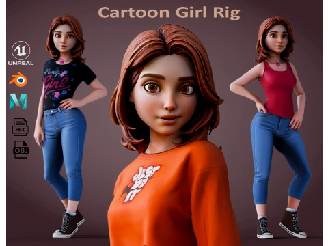 Plataforma de chica de dibujos animados Modelo 3D