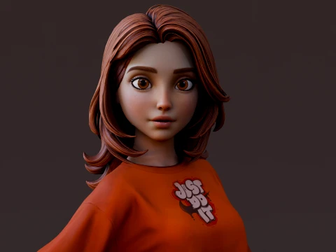 Cartoon Girl Rig 3D Model
