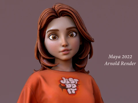 Cartoon Girl Rig 3D Model