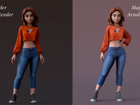 Cartoon Girl Rig 3D Model