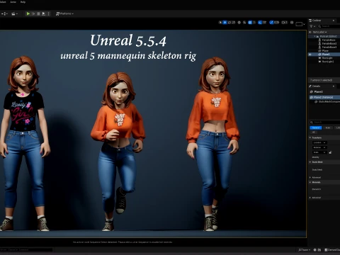 Cartoon Girl Rig 3D Model