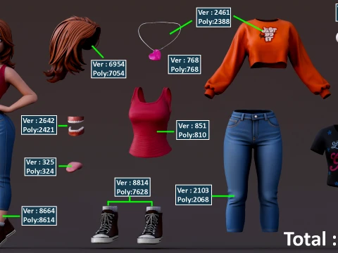 Cartoon Girl Rig 3D Model