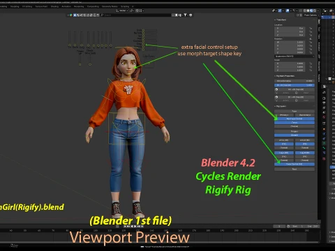 Cartoon Girl Rig 3D Model