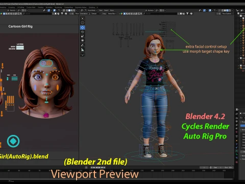 Cartoon Girl Rig 3D Model