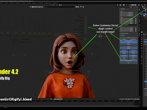 Cartoon Girl Rig 3D Model