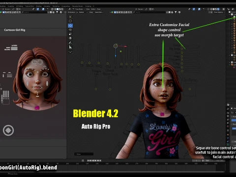 Cartoon Girl Rig 3D Model
