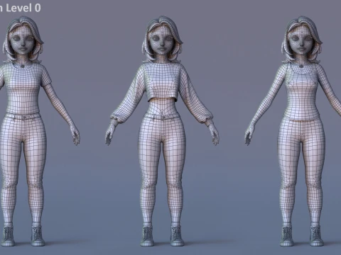Cartoon Girl Rig 3D Model