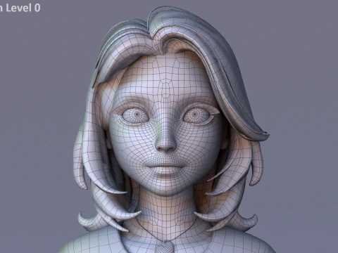 Cartoon Girl Rig 3D Model