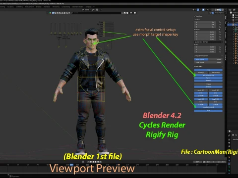 Cartoon Man Rig 3D Model