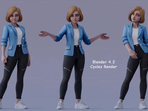 Angelica Cartoon Girl 3D Model