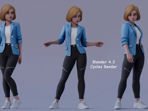 Angelica Cartoon Girl 3D Model