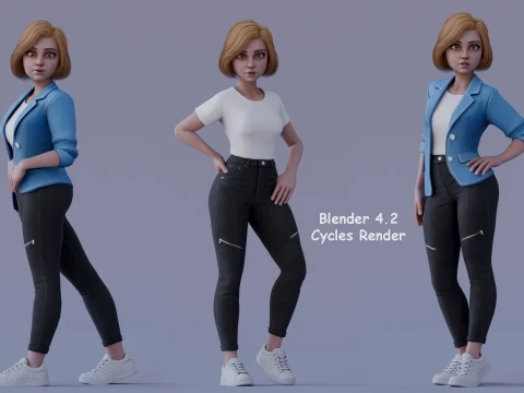 Angelica Cartoon Girl 3D Model
