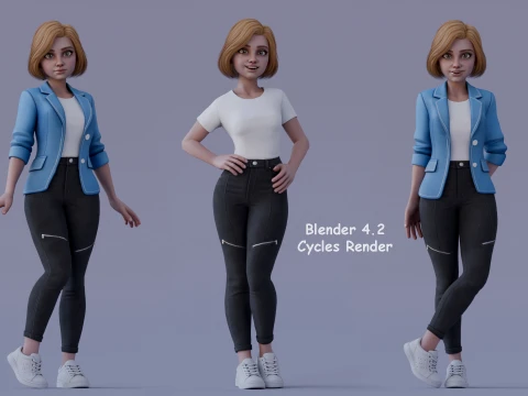 Angelica Cartoon Girl 3D Model