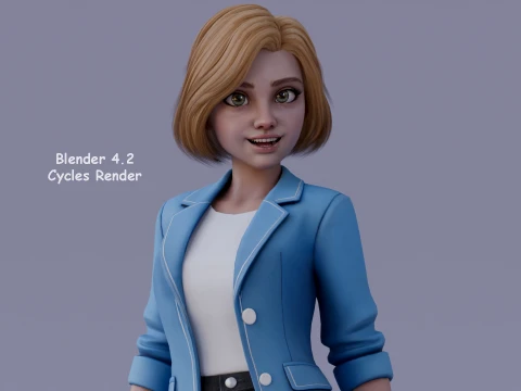 Angelica Cartoon Girl 3D Model
