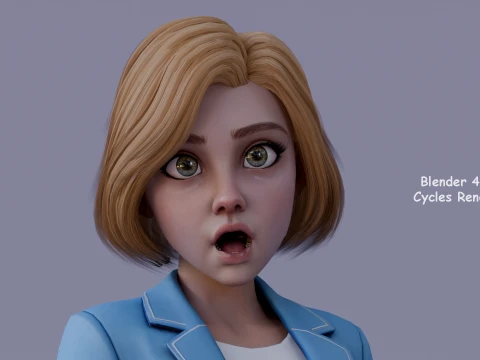 Angelica Cartoon Girl 3D Model