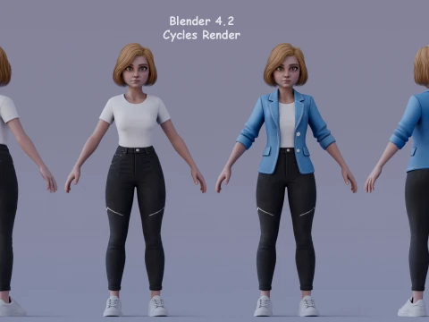 Angelica Cartoon Girl 3D Model