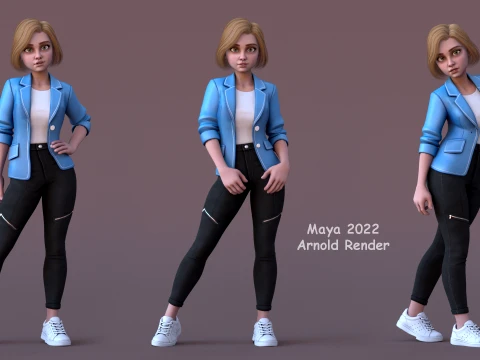 Angelica Cartoon Girl 3D Model